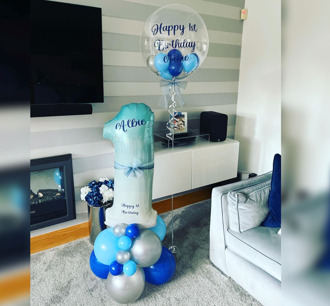 1st Birthday Boy Bubble Balloon Bouquet
