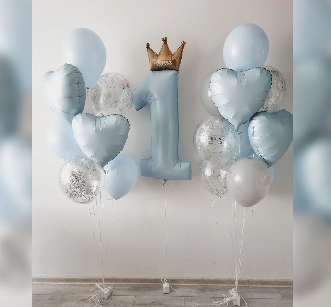 1st Birthday Boy King Pastel Theme Balloon Bouquet