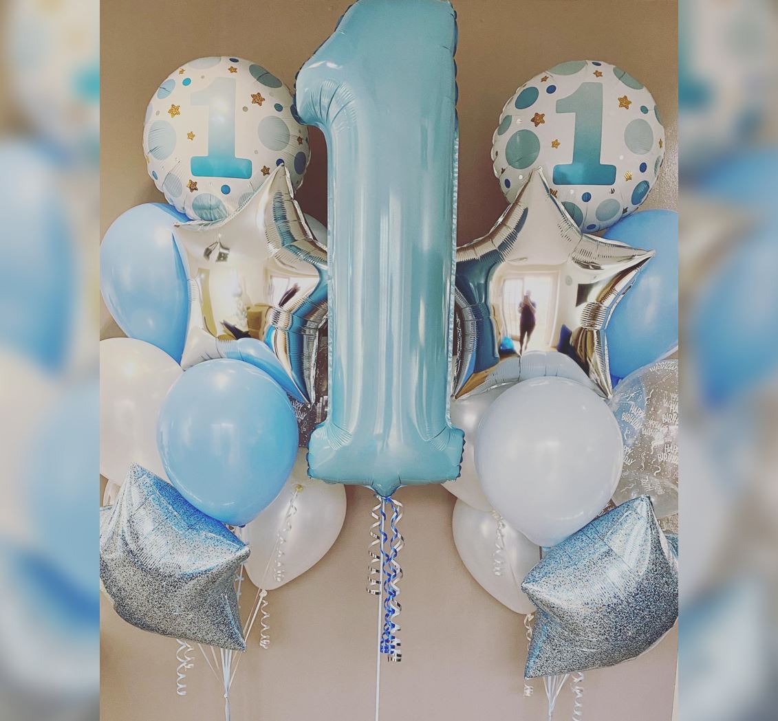 1st Number Polka Dots Balloon Bunch