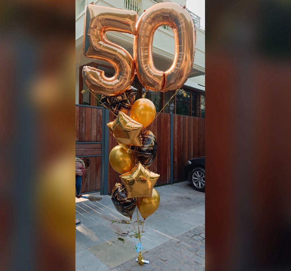 50th Birthday Star And Chrome Balloon Bouquet