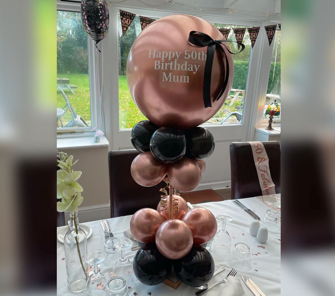 Happy 50th Birthday Chrome Balloon Bouquet