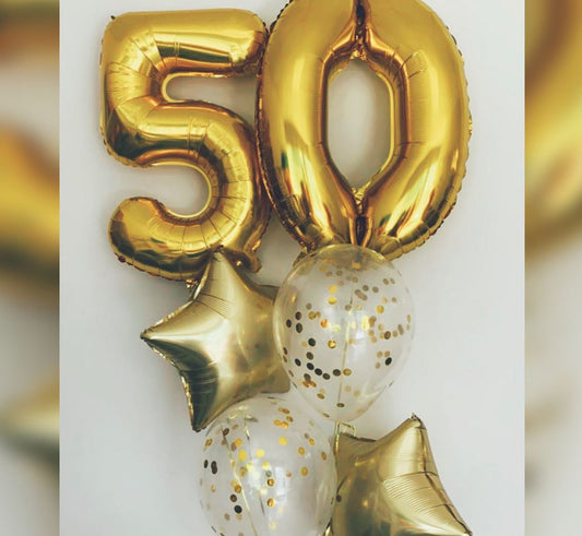 50th Birthday Confetti And Star Balloon Bouquet