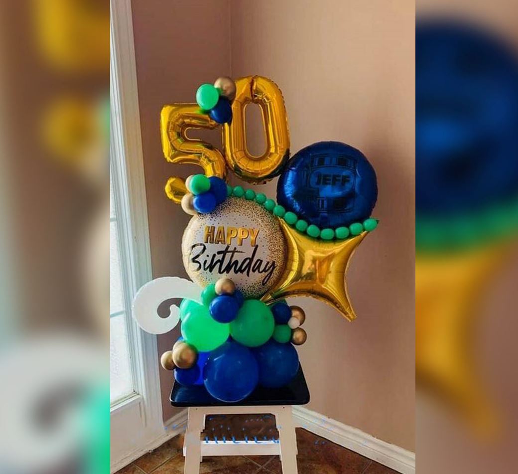 50th Birthday Four Point Star Balloon Bouquet