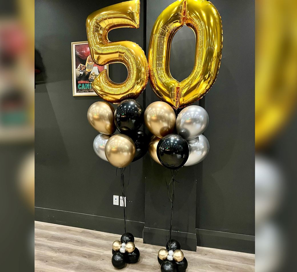 50th Birthday Chrome Balloon Bouquet