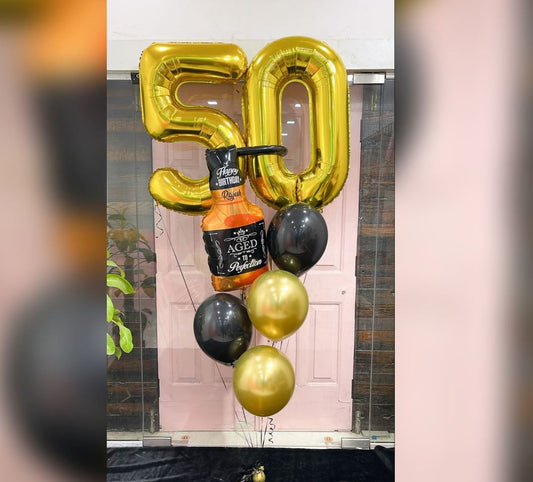 50th Birthday Champagne Bottle Balloon Bouquet