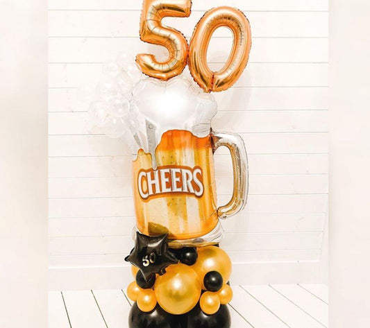 50th Birthday Cheers Mug Cluster Balloon Bouquet