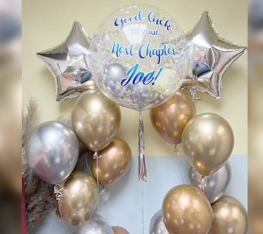 Farewell Theme Personalized Bubble And Stars Balloon Bouquet