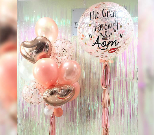 Farewell Theme Confetti Bubble Balloon Bouquet