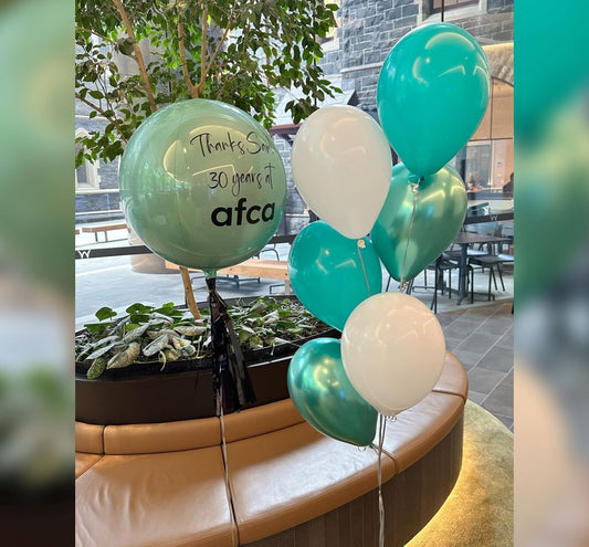 Personalized Green ORBz Farewell Theme Balloon Bouquet