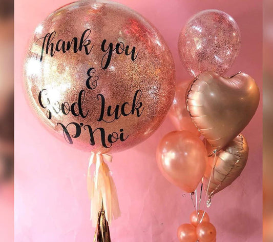 Thank You And Good Luck Glitter Bubble Balloon Bouquet