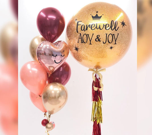 Farewell Theme Gold Glitter Balloon Bouquet