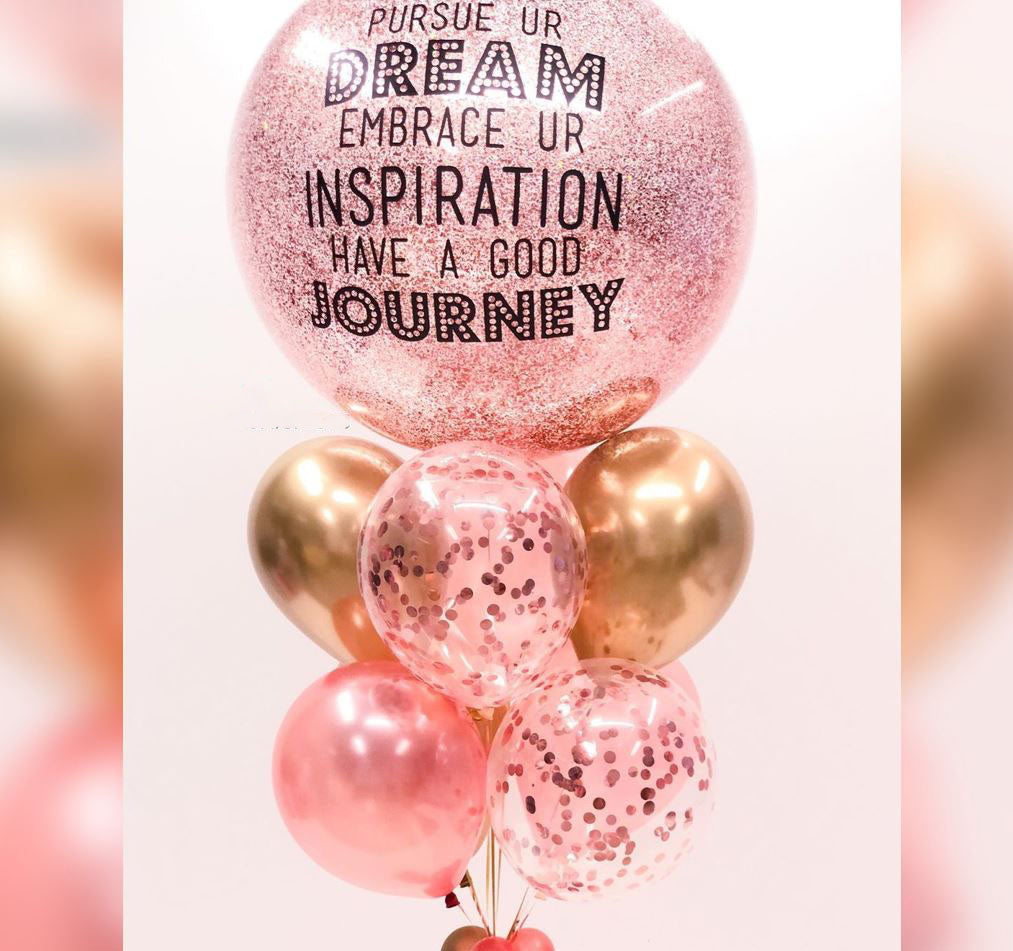 Personalized Bubble Glitter And Confetti Balloon Bouquet