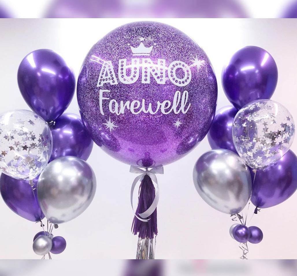 Farewell Theme Glitter Bubble And Confetti Balloon Bouquet