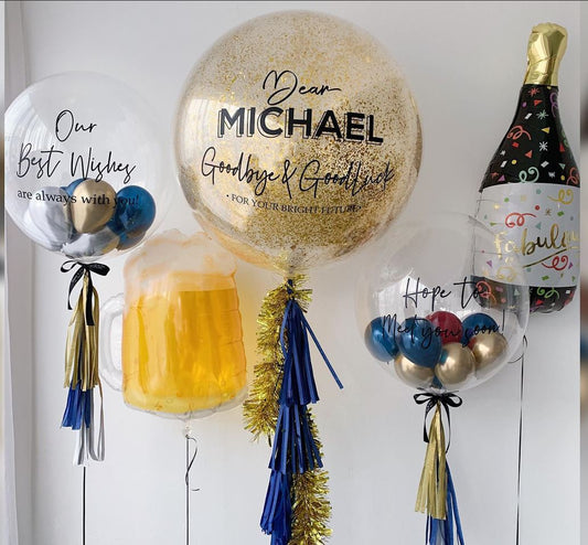 Personalized Bubble And Champagne Bottle Balloon Bouquet