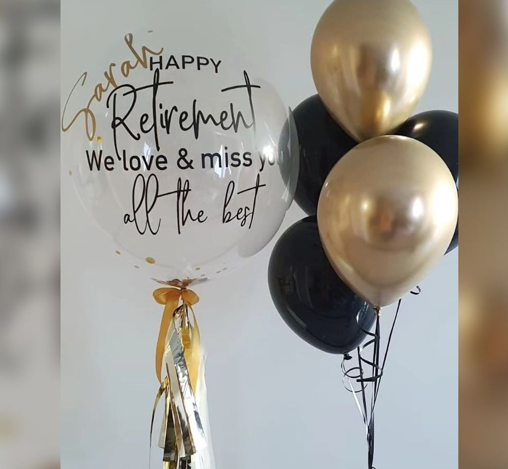 Personalized Bubble Happy Retirement & All The Best  Balloon Bouquet