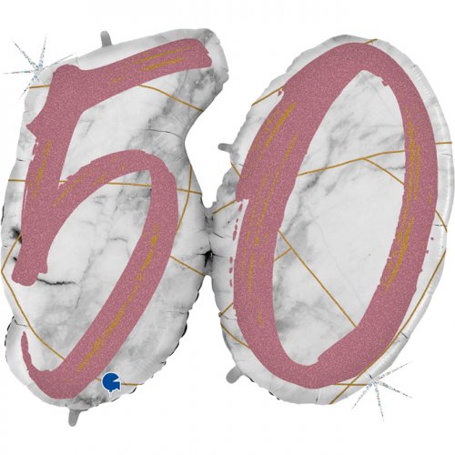 Party Balloon  Marble Mate 50 Number Rose Gold 44" foil Balloon 