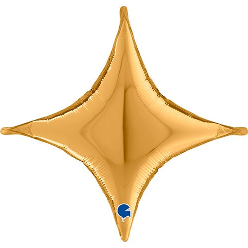 18" Gold 4 Point Star Foil balloon 