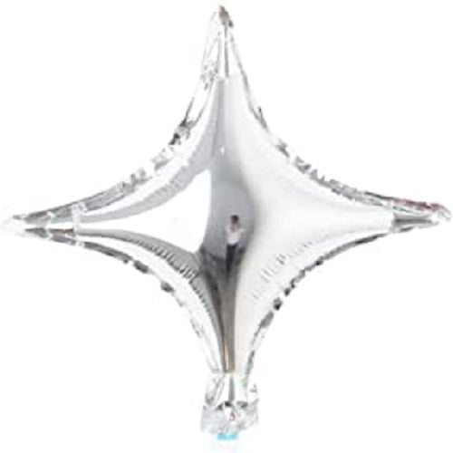 30" Party Balloon 4 Point  Silver Star Foil Balloon 