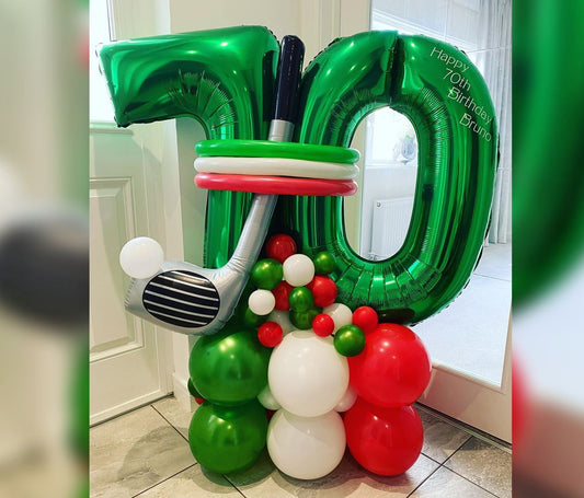 70th Birthday Golf Theme Cluster  Balloon Bouquet