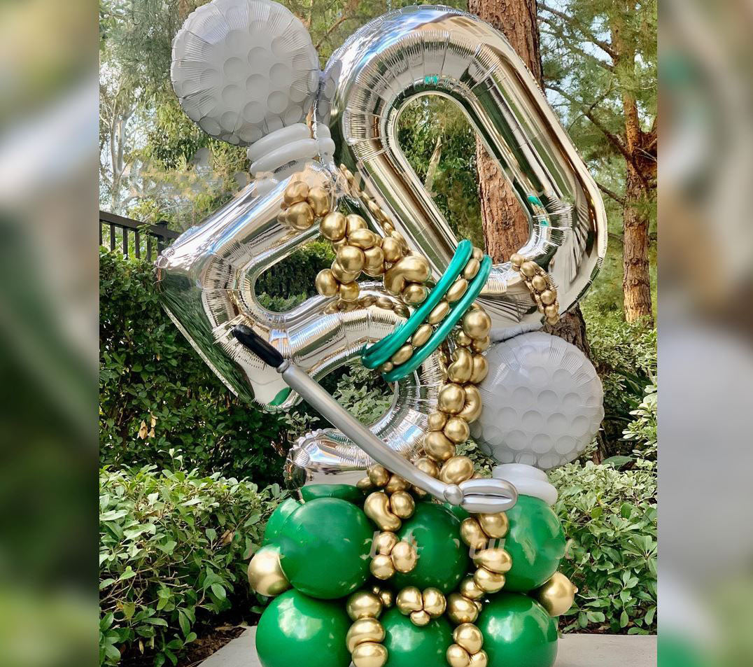 50th Birthday Golf Theme Cluster Balloon Bouquet
