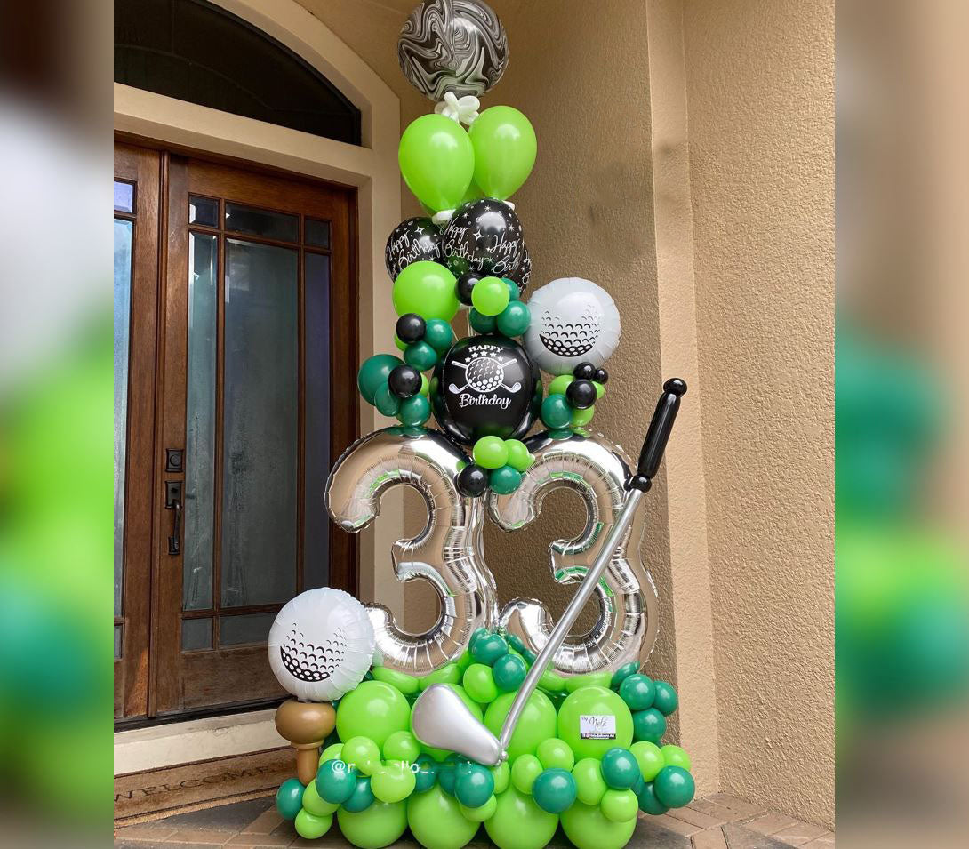 33th Birthday Golf Theme Balloon Bouquet