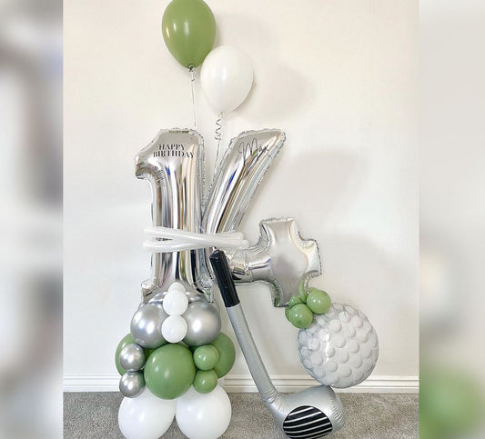 14th Birthday Golf Theme Cluster Balloon Bouquet