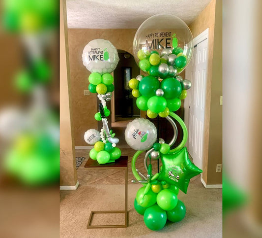 Golf Theme HBD Bubble And Cluster Balloon Bouquet