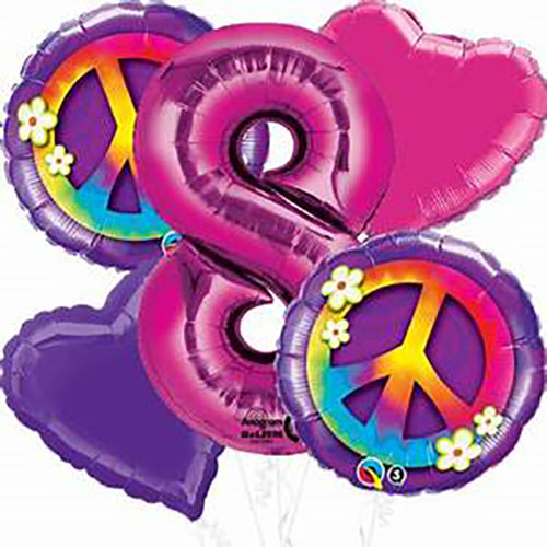 Party Balloon 8th BIrthday Feeling Groovy Balloons Bouquet 