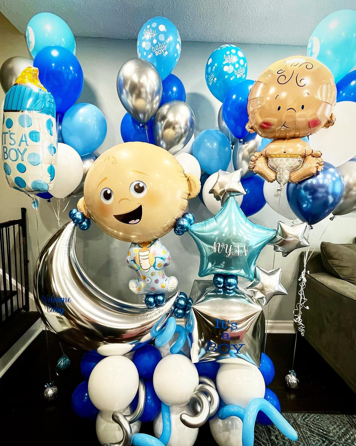 Polka Dots, Stars, Plain Latex & It's a Boy Balloon Bouquet