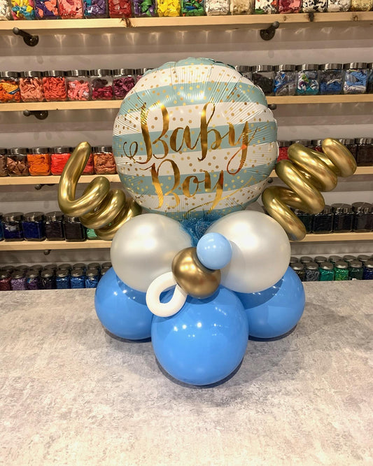 Baby Boy Stripe & Plain Latex Balloon Bouquets