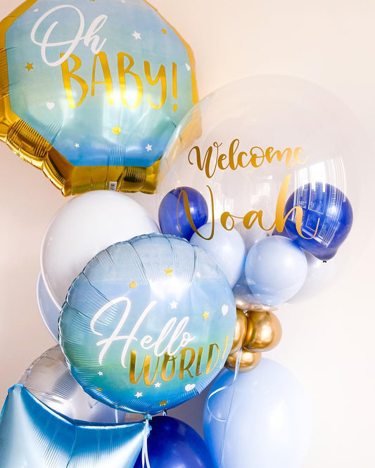 Hello World & Welcome Baby Balloon Bouquet