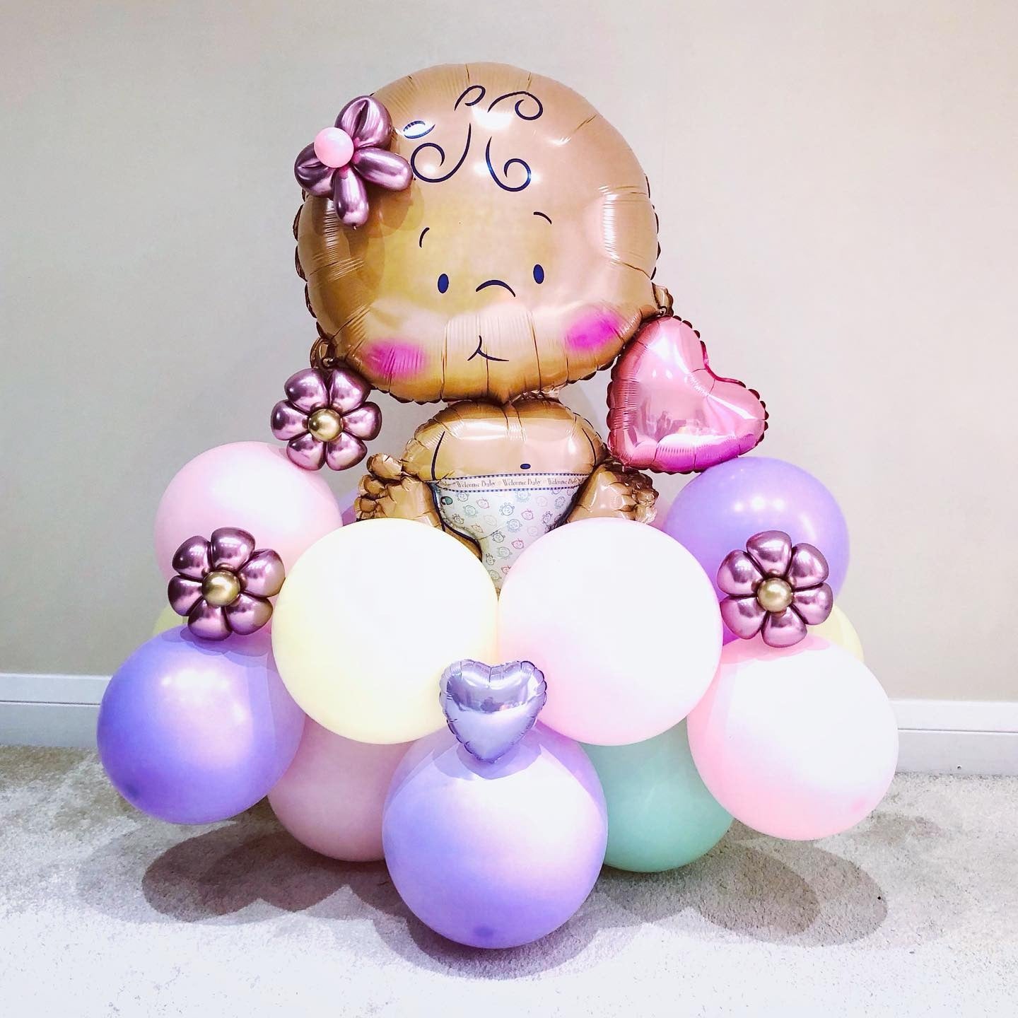 Baby Boy Heart & Flower  Balloon Bouquet