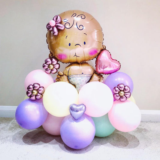 Baby Boy Heart & Flower  Balloon Bouquet
