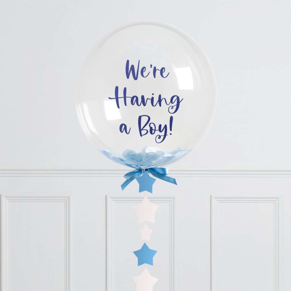 Personalised Baby Blue Star Confetti Bubble Balloon