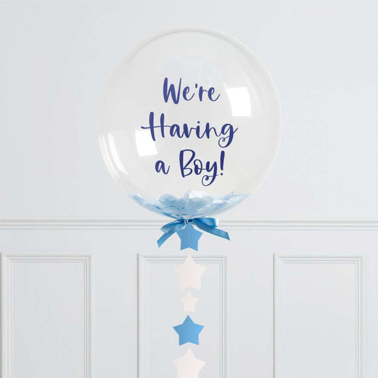 Personalised Baby Blue Star Confetti Bubble Balloon