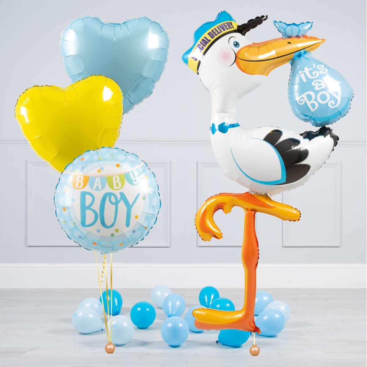 New Baby Boy Stork Inflated Balloon Package