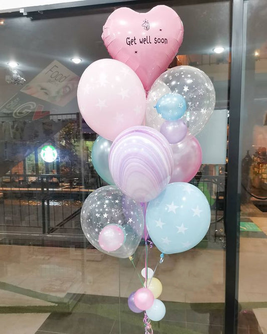 Party Helium Balloon Get Well Soon Bouquet 12