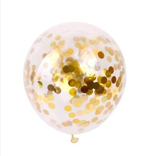 Party Ballooon Gold Confetti Latex Balloon-50CT