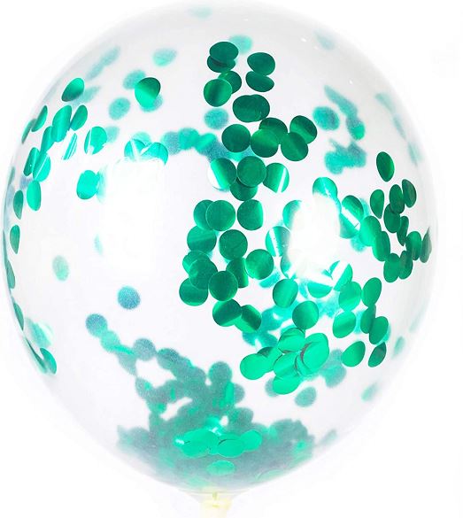 Party Ballooon Green Confetti Latex Balloon-50CT