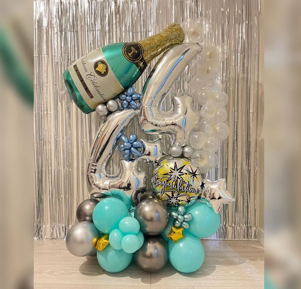 Anniversary Champagne Bottle & Number Foil Balloon Bouquet