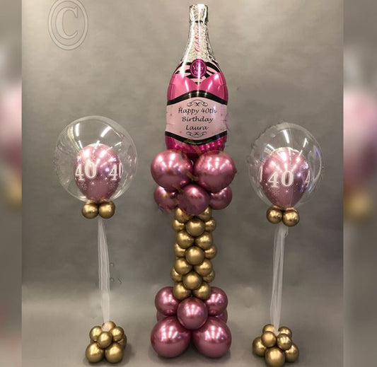 Champagne Bottle & Personalised Bubble Balloon Bouquet