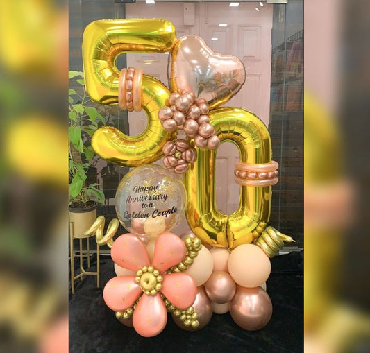 Happy Anniversary Number & Personalised Bubble Bouquet