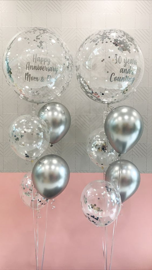 Happy Anniversary Confetti Bubble Balloon Bouquet