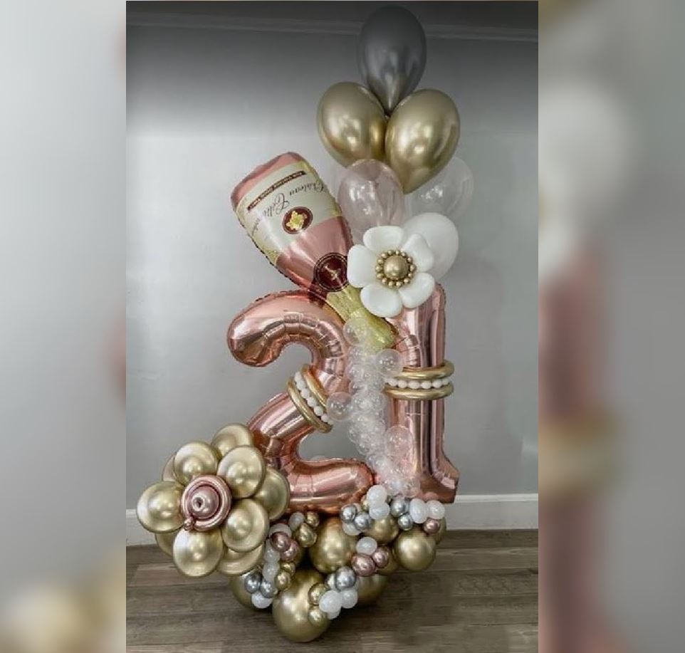 Happy Anniversary Champagne Bottle & Letter Balloon Bouquet