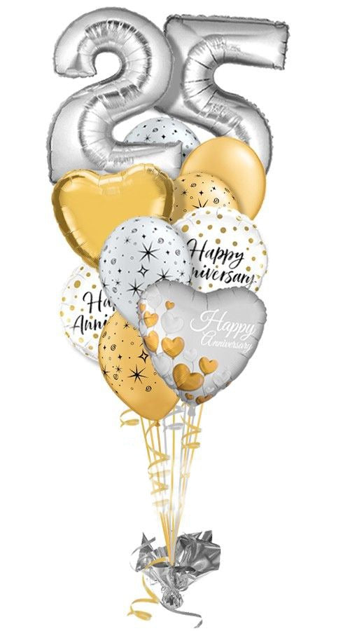 Happy Anniversary Heart & Number Foil Balloon Bouquet