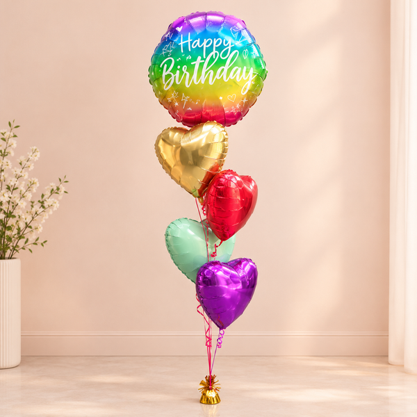 Multi Color Happy Birthday Balloons Bouquet