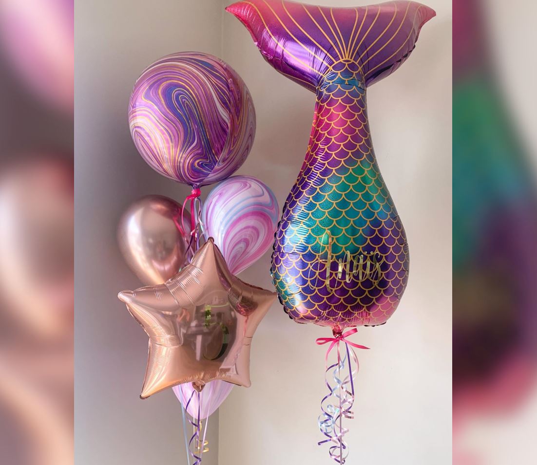 Mermaid Tail And Superagate Balloons Bouquet