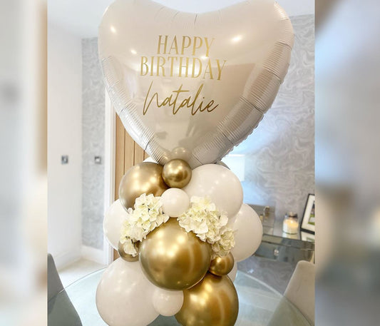 Flowers And Heart Cluster Balloon Bouquet