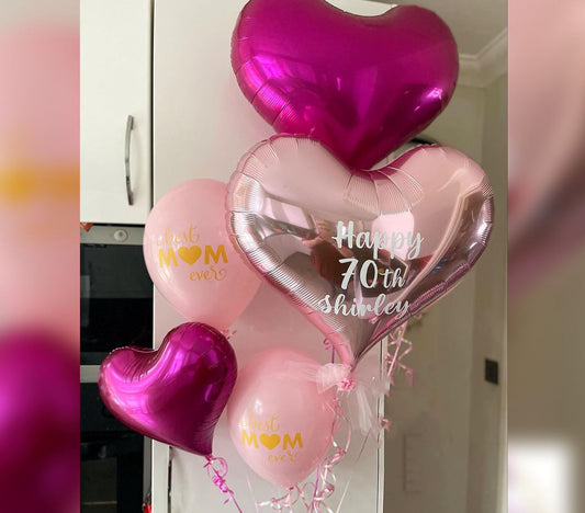 70th Birthday Hearts Balloon Bouquet