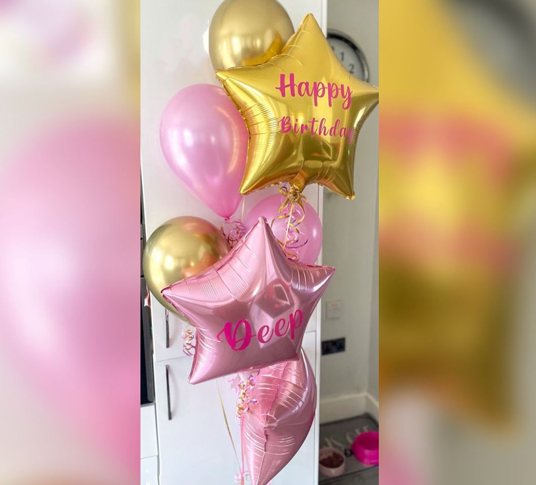 HBD Chrome And Stars Balloon Bouquet